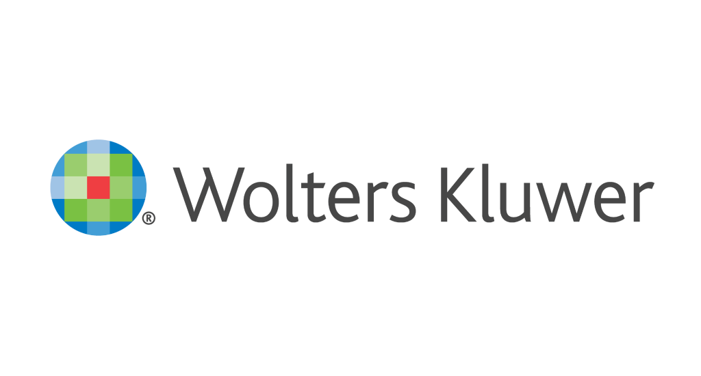 Wolters Kluwer logo: multicolored circular mosaic icon to the left of a dark gray Wolters Kluwer wordmark on a black background.